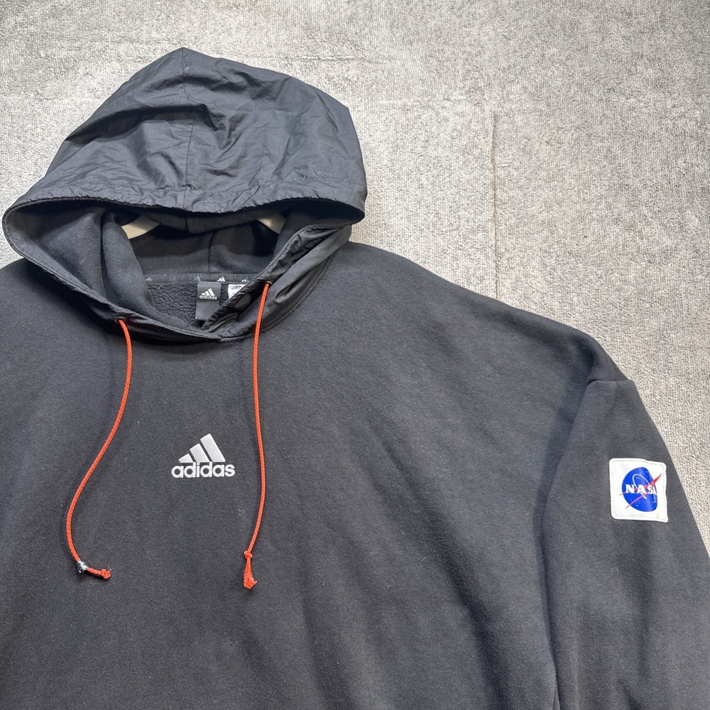 Adidas Artemis Project Mens Black Hoodie Large NASA Patch Big Back Logo